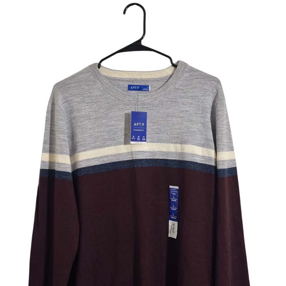Apt 9 Modern Luxe Merino Wool Blend Colorblock Crewneck Sweater Men's Large NWT - Picture 3 of 8